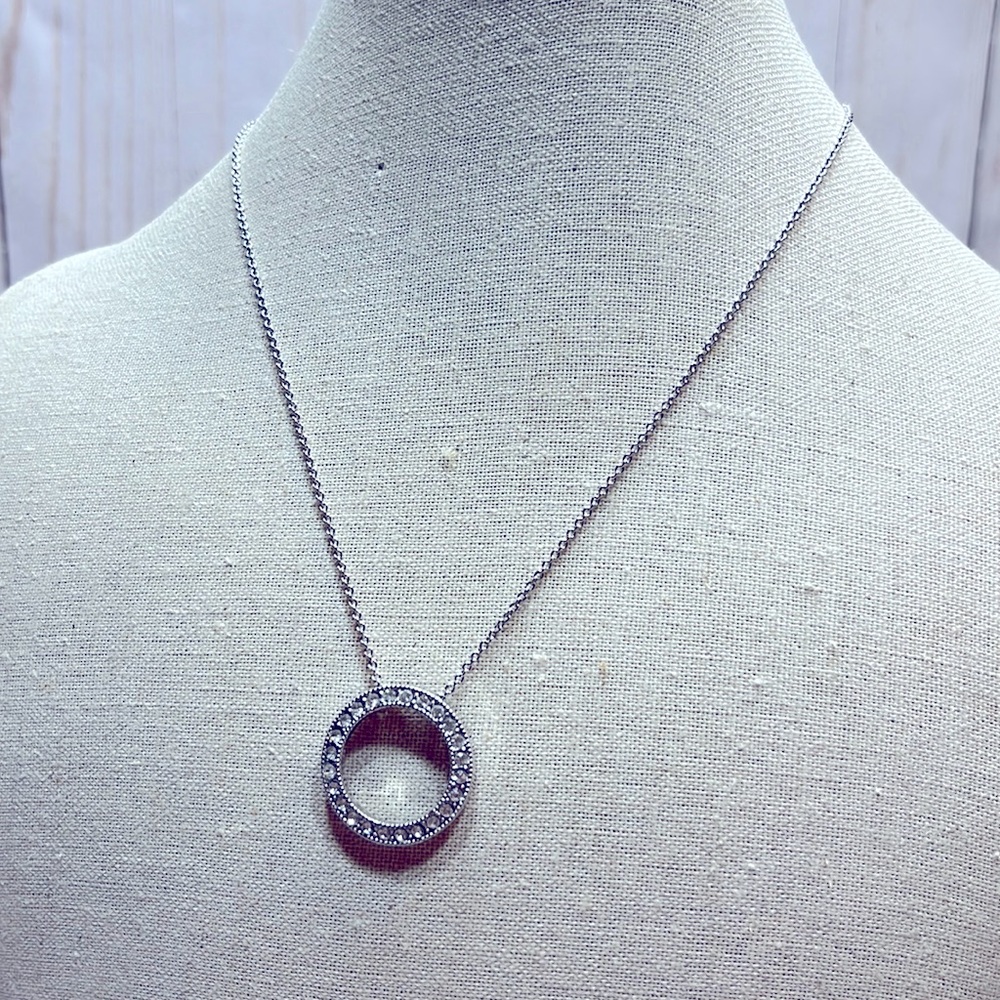 Lia Sophia Silver Toned Chain & Diamond Rhinestone Pendant Necklace
